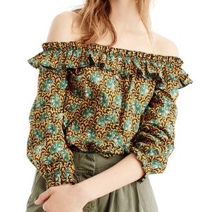 J. CREW | Ratti Elephant Off the Shoulder Blouse